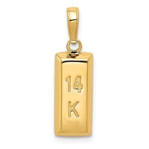 14k Yellow Gold 3D Bar Pendant